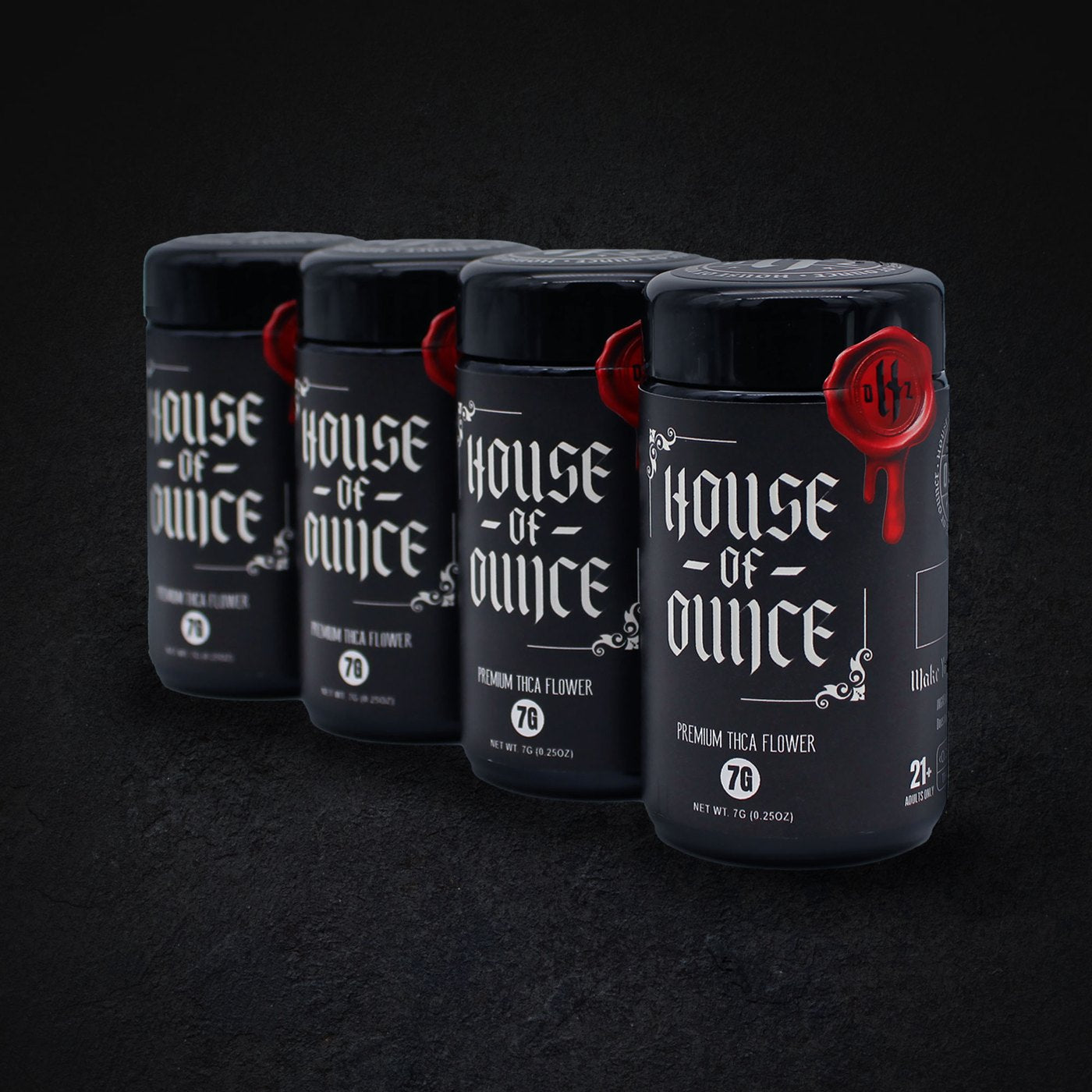 Four House of Ounce jars